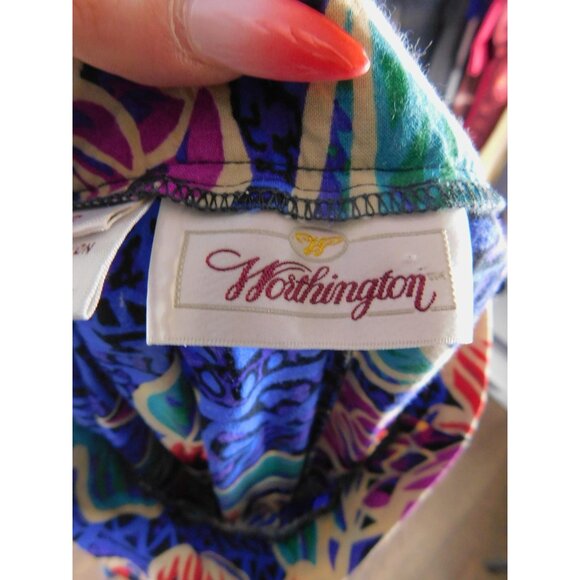 Vtg Worthington Blue Floral Pleated Skirt 8 USA 90s - Picture 9 of 11